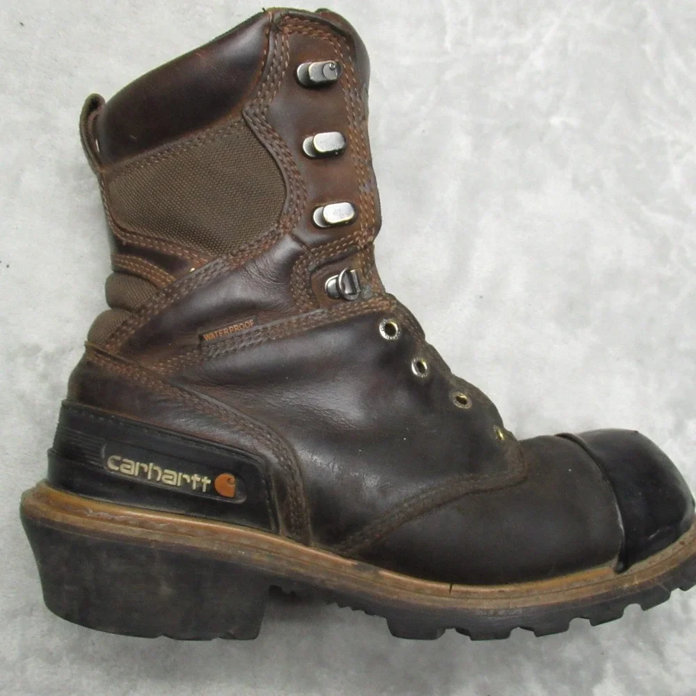 Carhartt Men 9M Boots Brown Waterproof‎ Composite Toe Work Logger Rugged Flex
